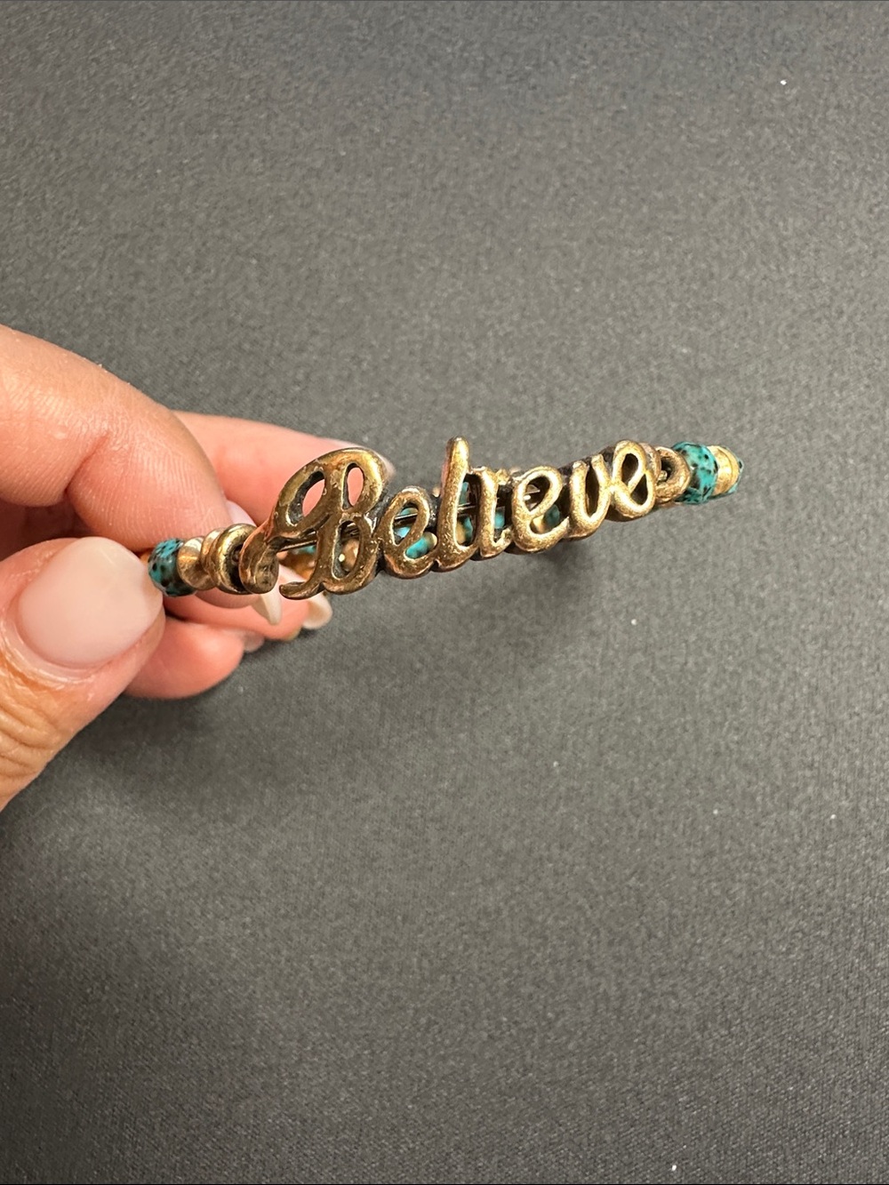 Alex and Ani Gold 'Believe' Bracelet with Turquoise Beads
